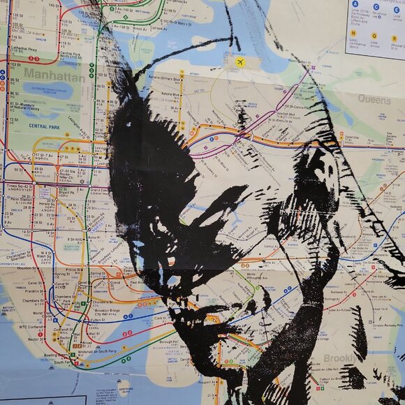 Handpainted Batman on a NYC Subway Map Acrylic painting - Picture 5 of 5